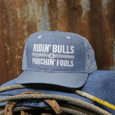 Ridin' Bulls Punchin' Fools Light Denim Paisley